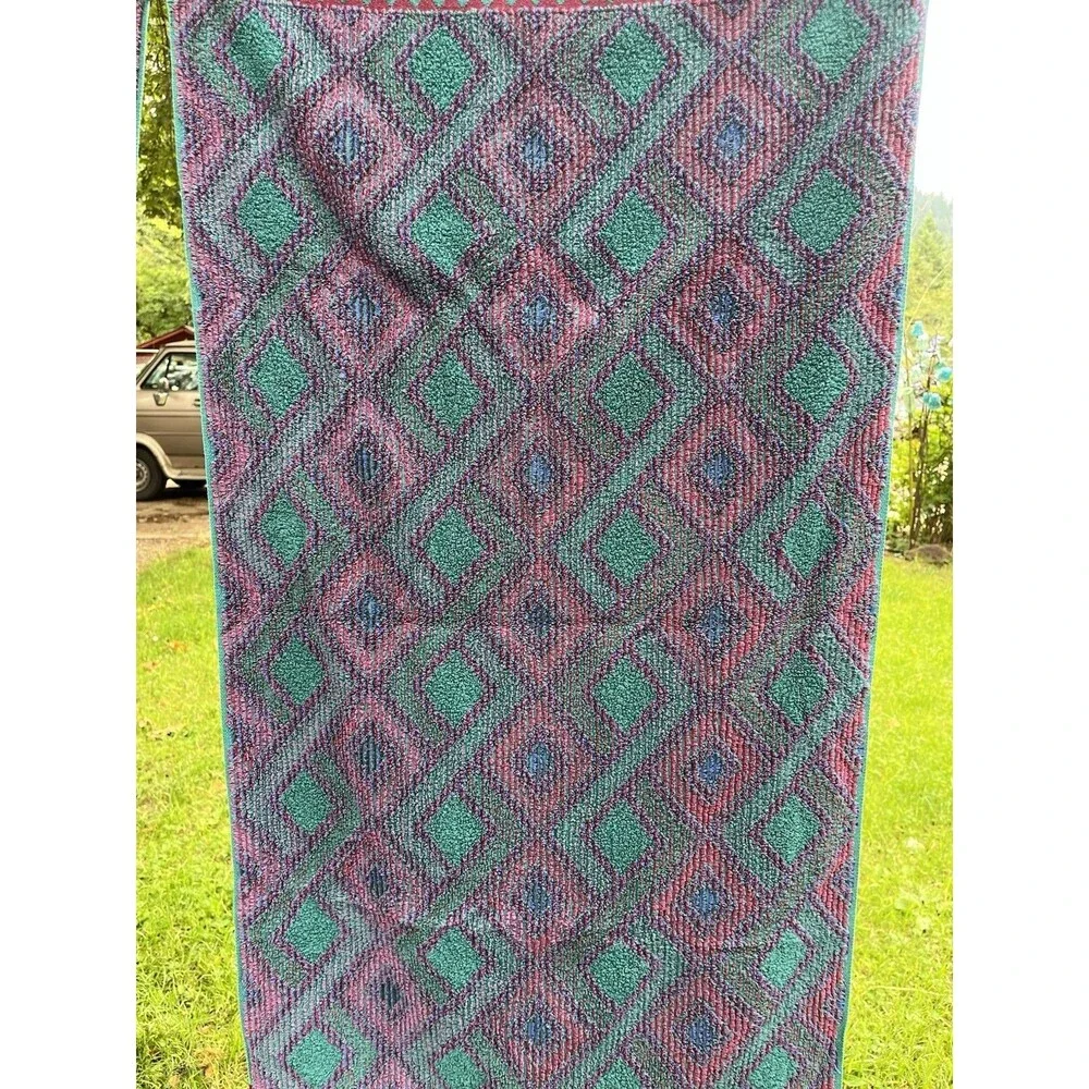 Vintage Royal Velvet Bath Towels Set Of 2 Purple Teal Maroon